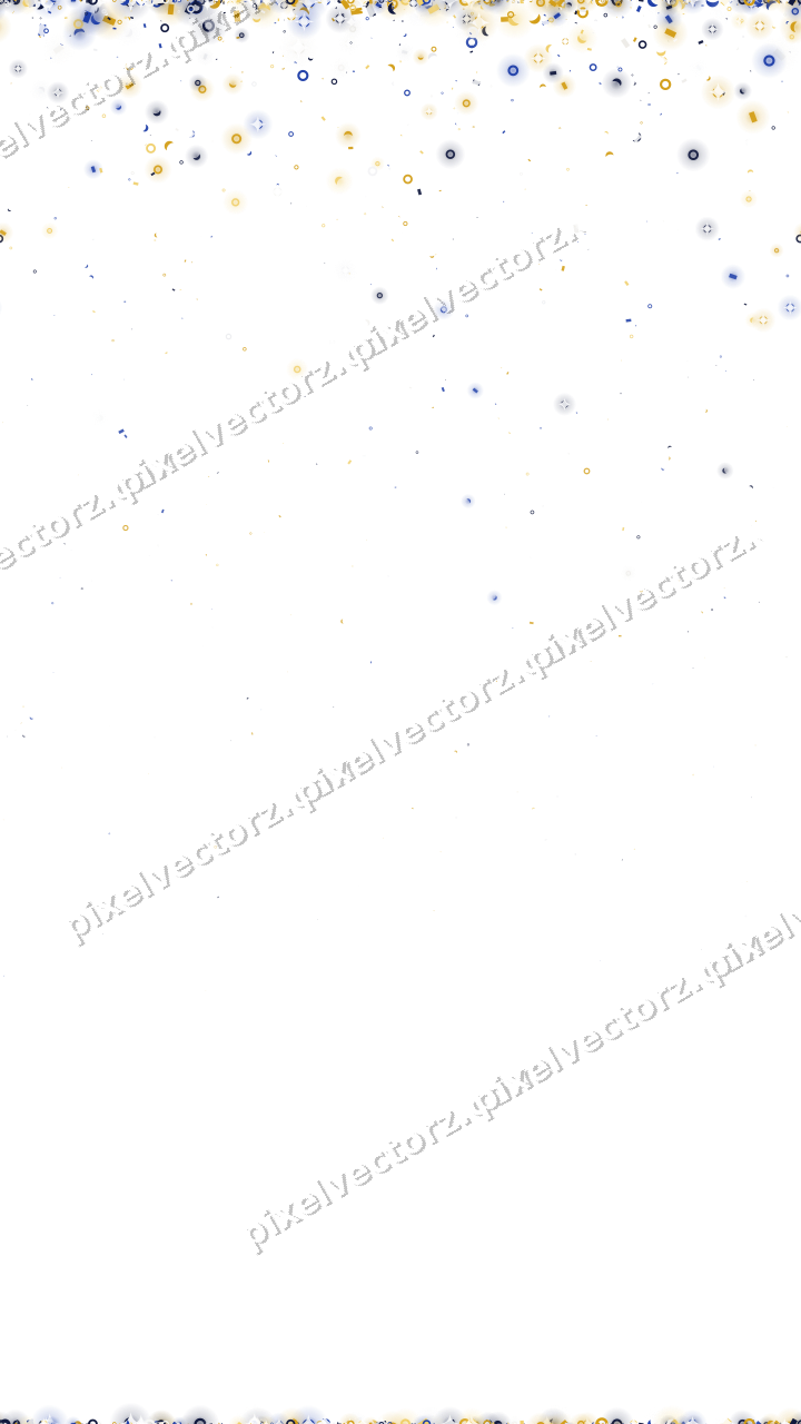 Seamless falling glitter in amber and blue on a transparent background