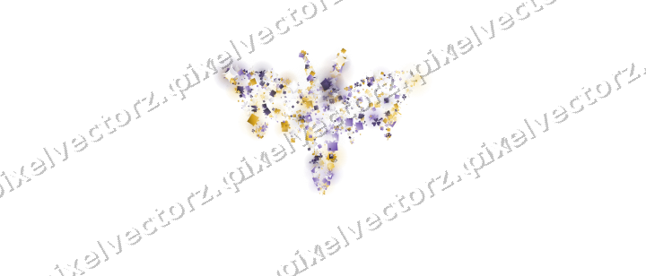 Seamless glitter bat in amber and purple on a transparent background