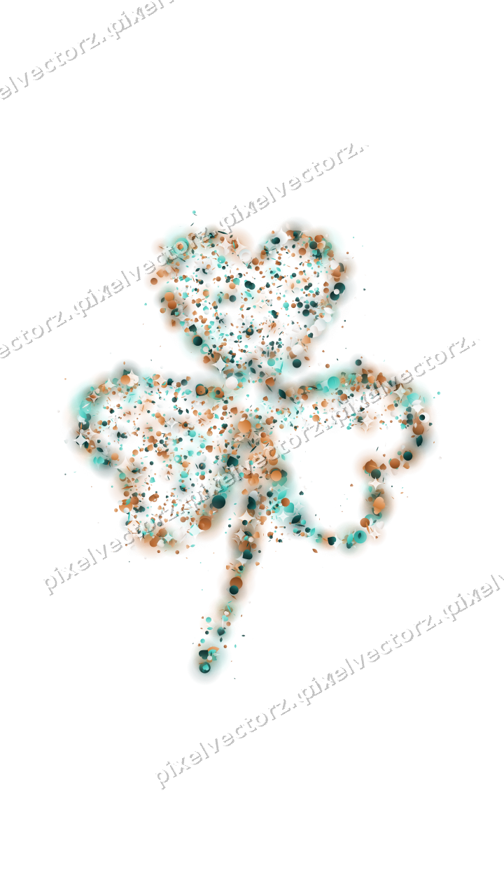Seamless glitter shamrock in orange on a transparent background