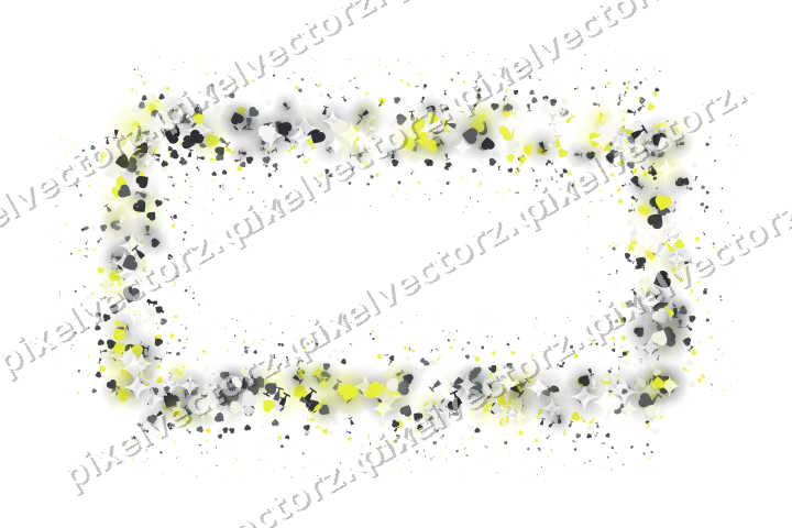 Seamless glitter frame in yellow and grey on a transparent background