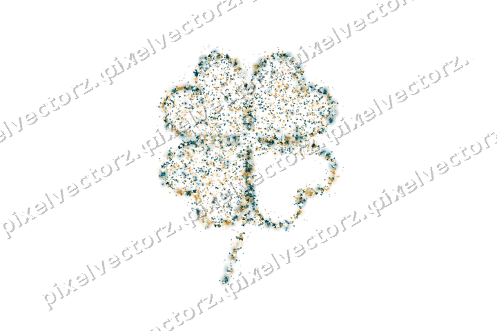 Seamless glitter four leaf clover in amber on a transparent background