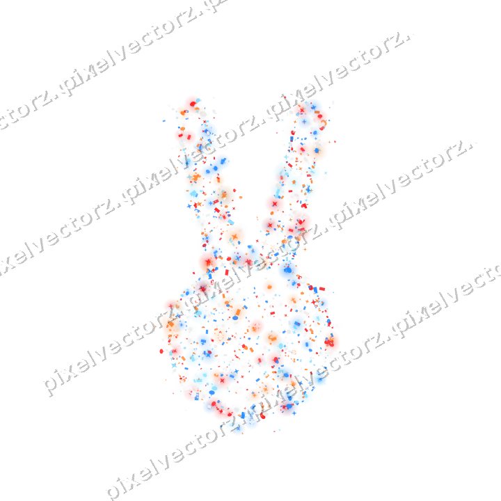 Seamless glitter easter bunny in blue on a transparent background
