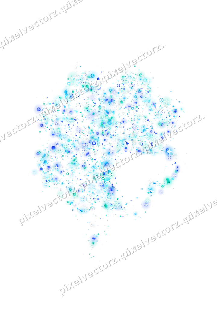 Seamless glitter four leaf clover in cyan on a transparent background