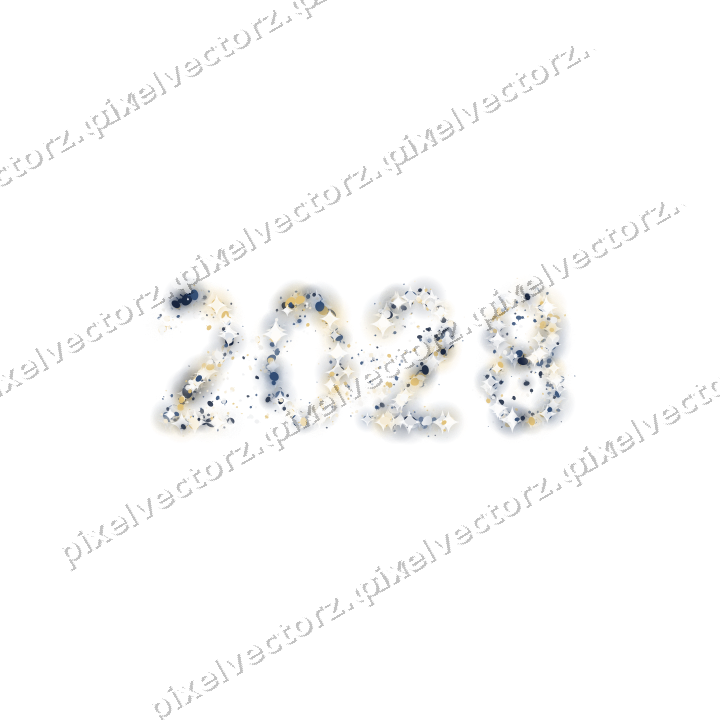 Seamless glitter number 2028 in dark blue on a transparent background