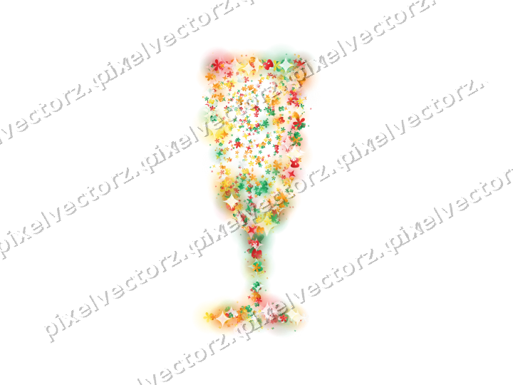 Seamless glitter champagne flute in red on a transparent background