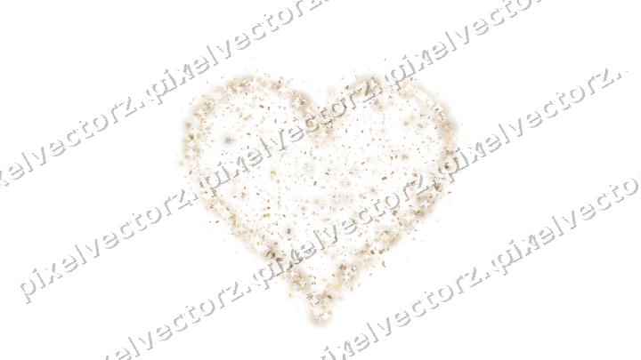 Seamless glitter heart in amber on a transparent background