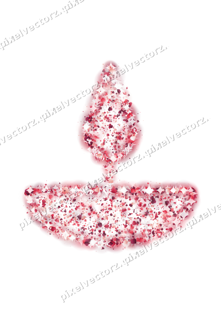 Seamless glitter diya lamp of hearts on a transparent background