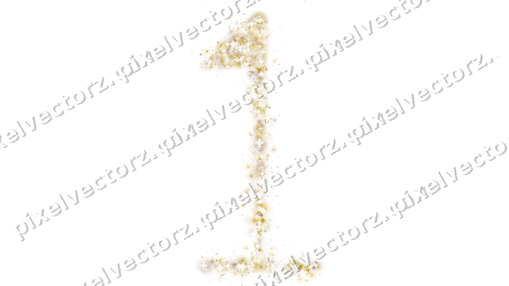 Seamless glitter number 1 in amber on a transparent background