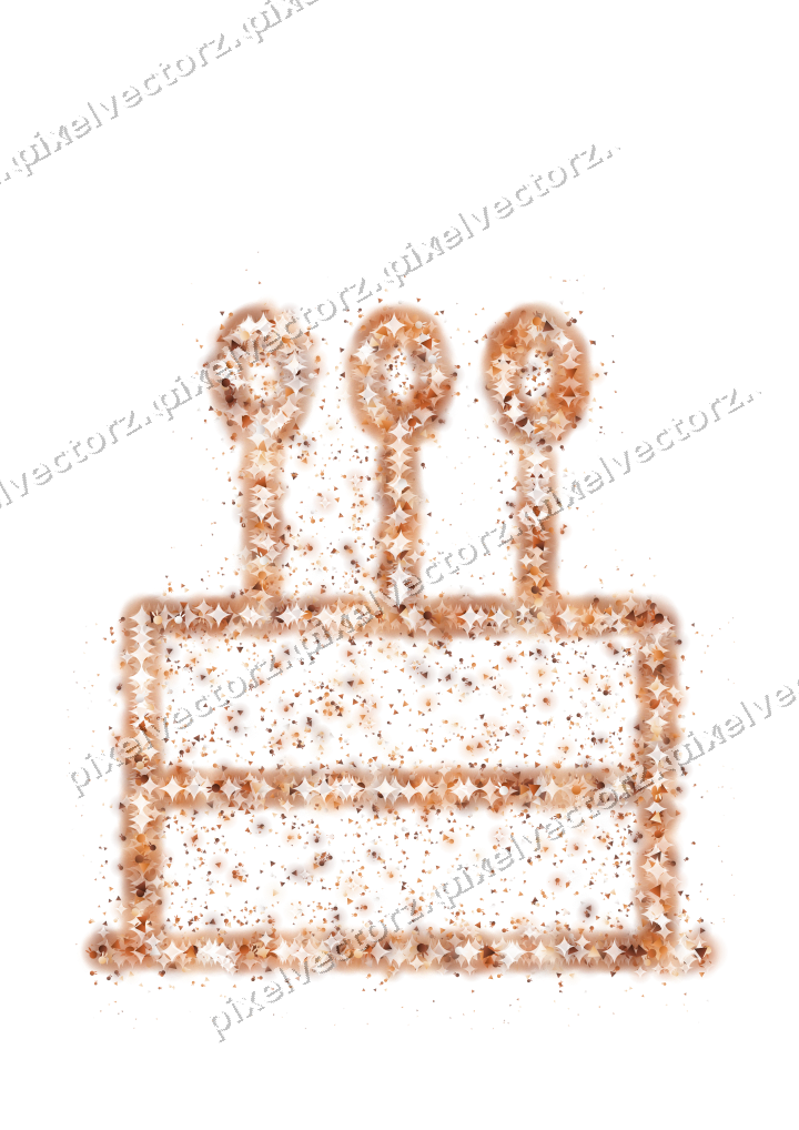 Seamless glitter birthday cake on a transparent background