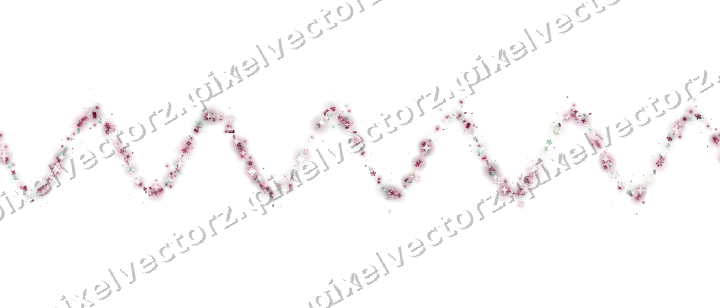 Seamless glitter wave of stars and flowers on a transparent background