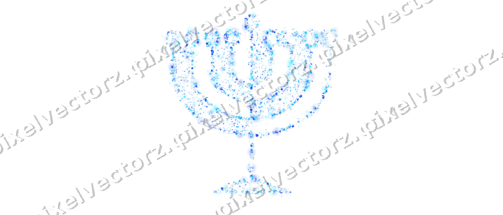 Seamless glitter menorah in cyan and blue on a transparent background