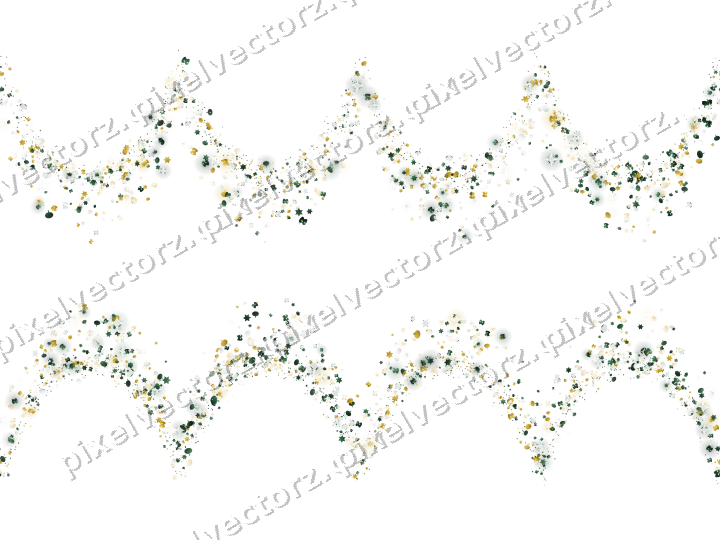 Seamless glitter garland in dark green on a transparent background