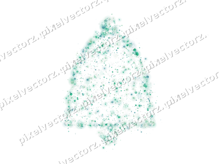 Seamless glitter bell in green and teal on a transparent background