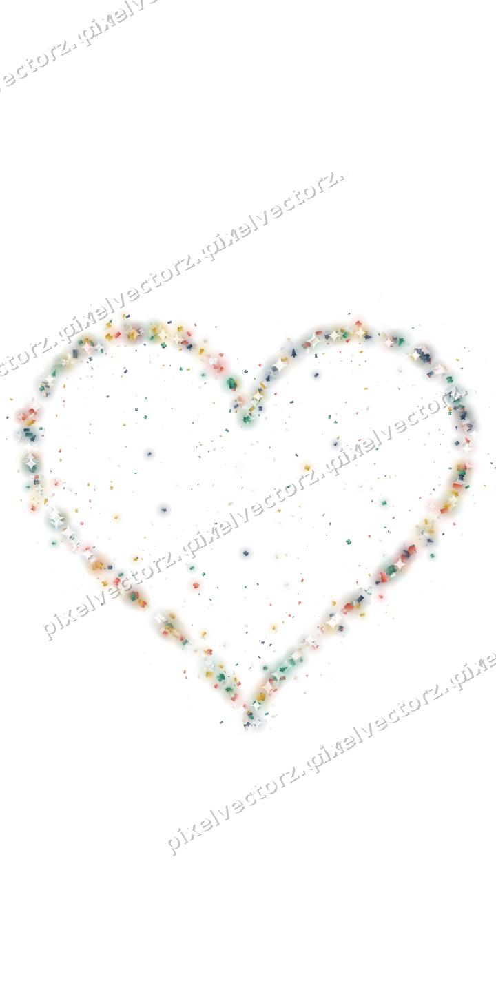 Seamless glitter heart in amber and green on a transparent background