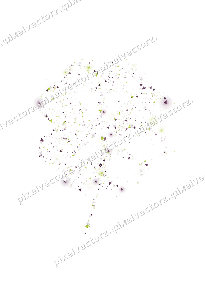 Seamless glitter clover leaf of triangles on a transparent background
