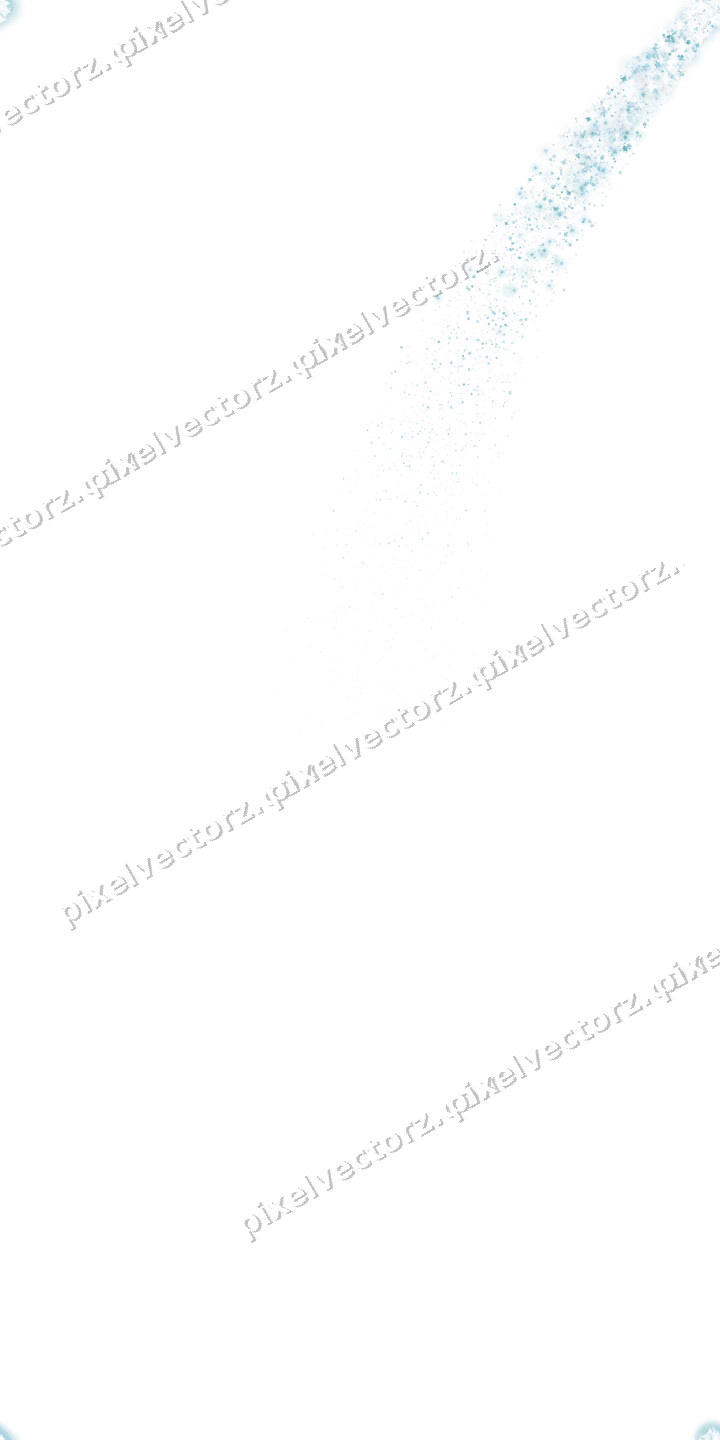 Seamless star trail in cyan and pale blue on a transparent background