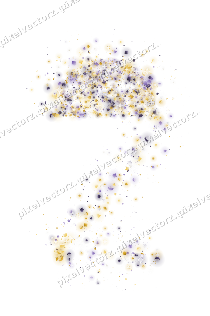 Seamless glitter number 2 in amber on a transparent background