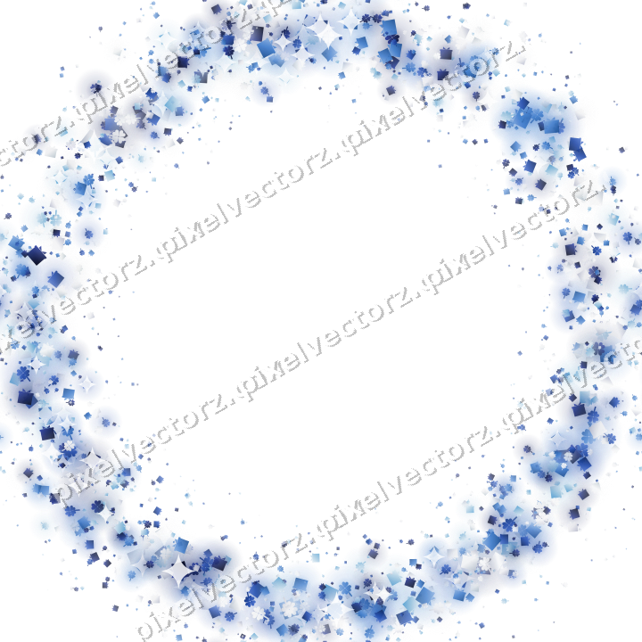 Seamless glitter wreath in blue and cyan on a transparent background