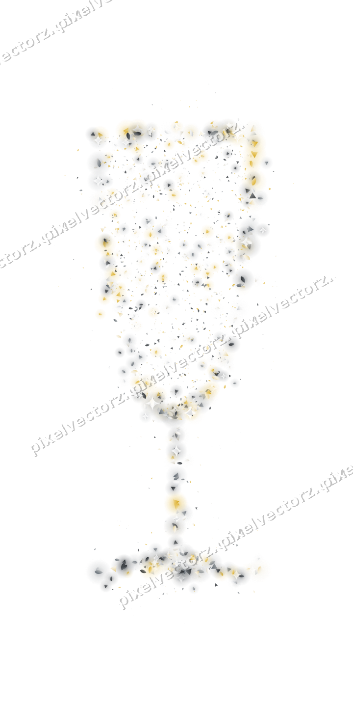 Seamless glitter champagne flute in amber on a transparent background