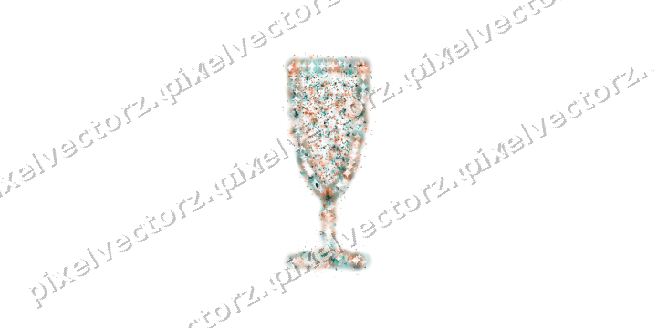 Seamless glitter champagne flute in orange on a transparent background