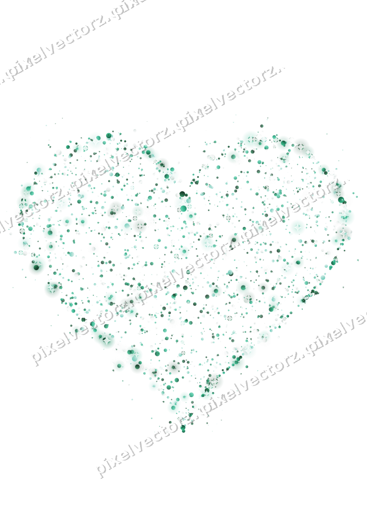 Seamless glitter heart of clovers and dots on a transparent background