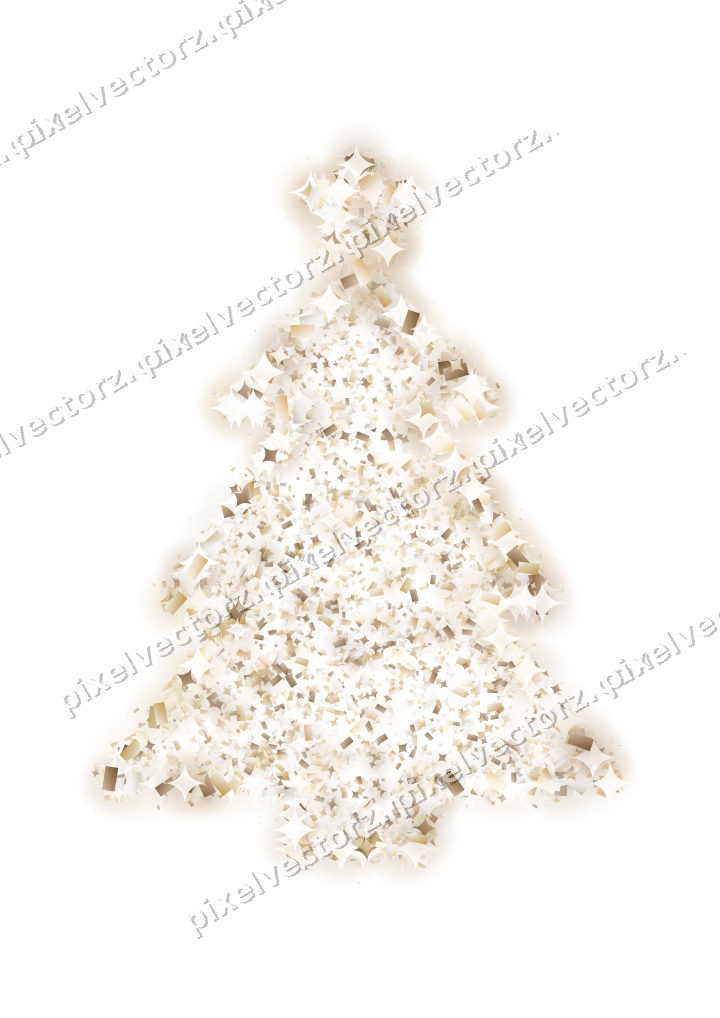 Seamless glitter christmas tree in amber on a transparent background