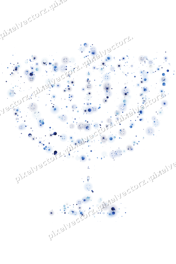 Seamless glitter menorah in blue and cyan on a transparent background