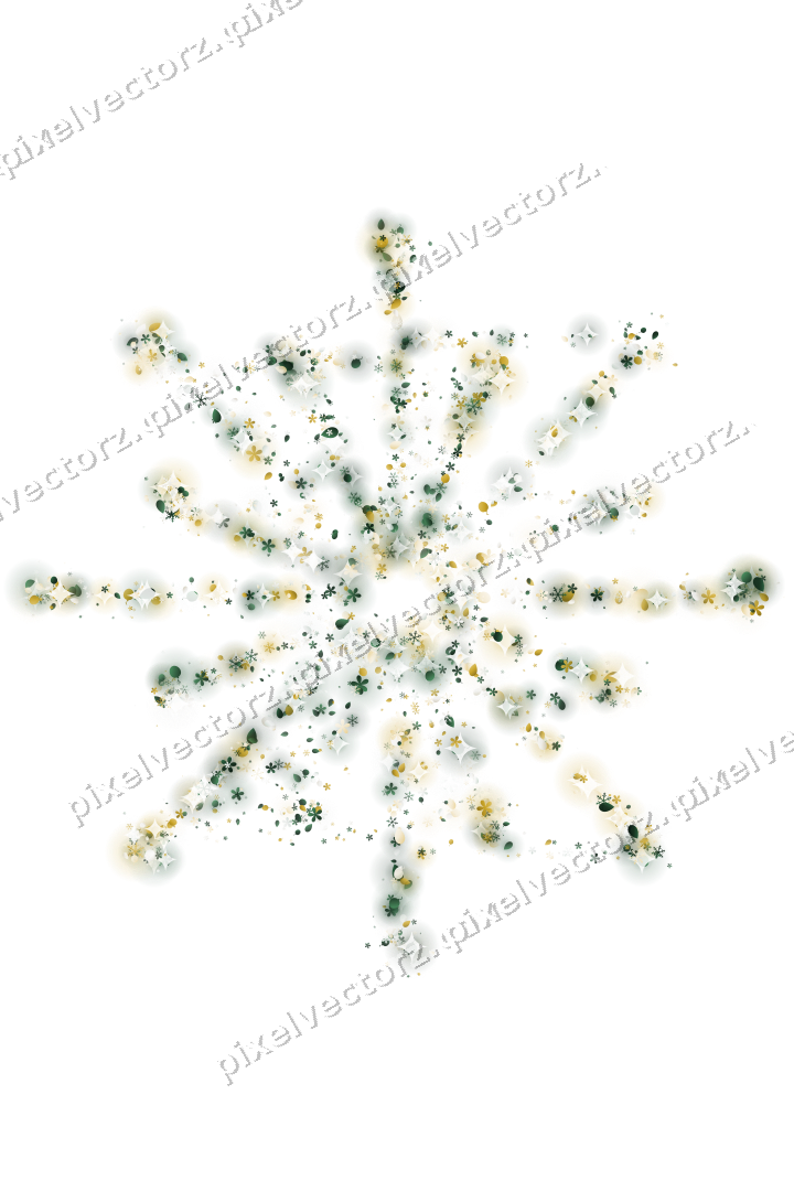 Seamless glitter firework in dark green on a transparent background