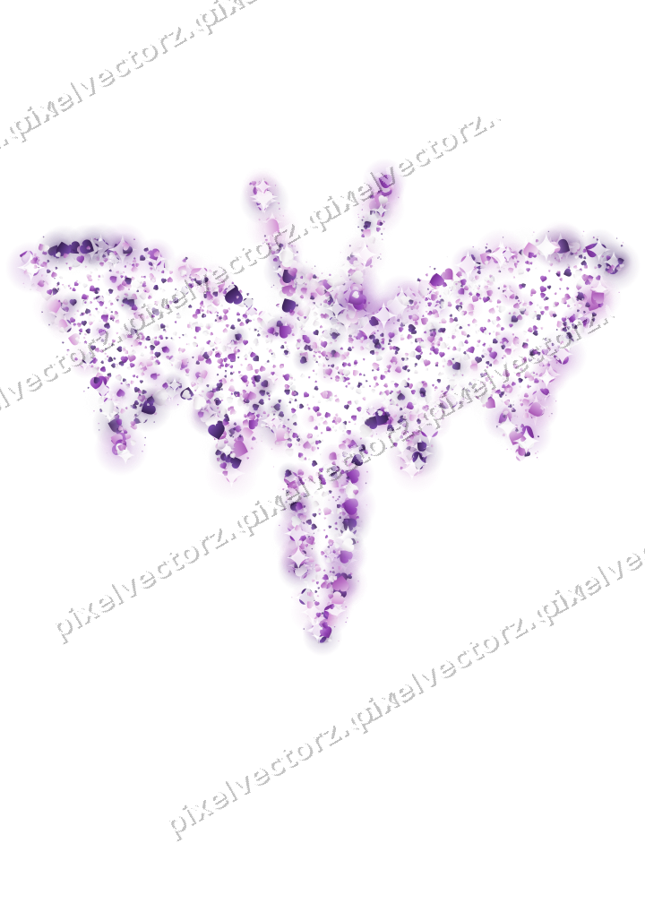 Seamless glitter bat of hearts in purple on a transparent background