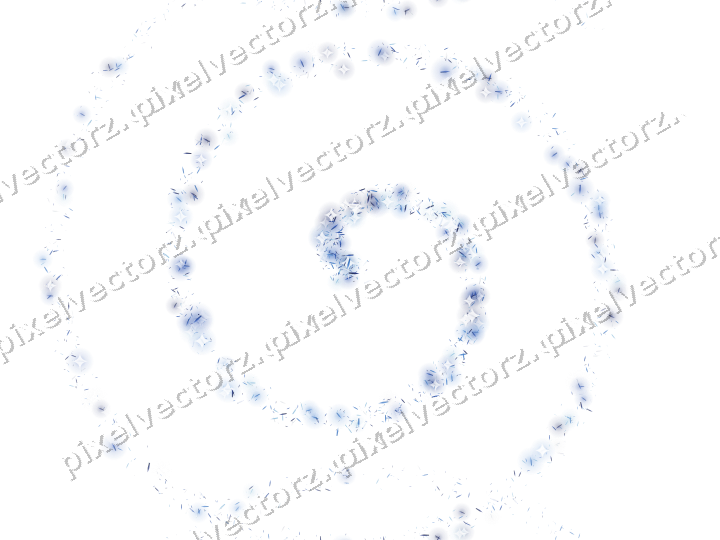 Nahtlose Glitzerspirale aus Splittern in Blau auf transparentem Grund