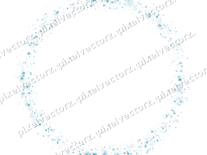 Seamless glitter wreath in cyan on a transparent background