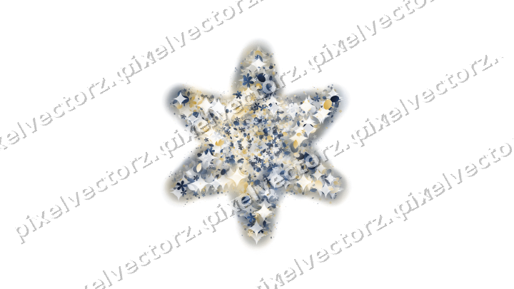 Seamless glitter star in dark blue on a transparent background
