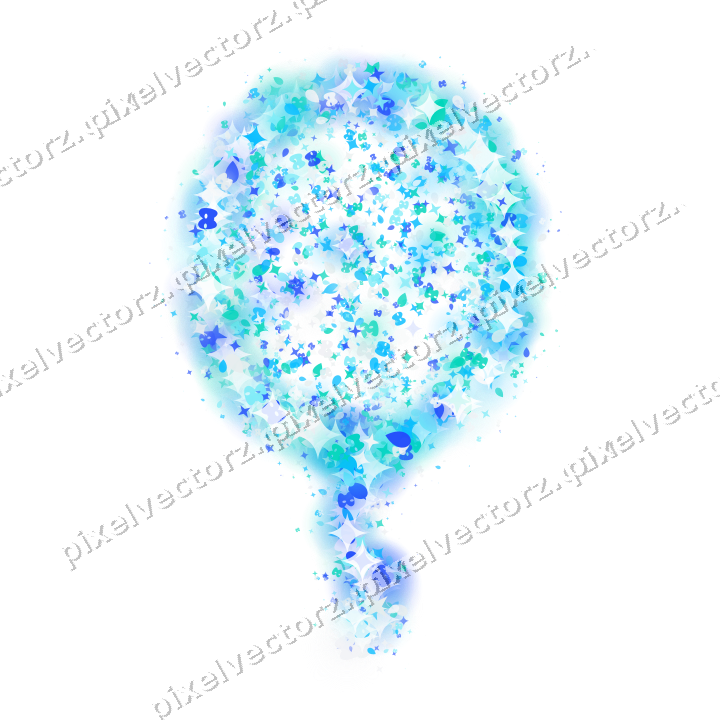 Seamless glitter balloon in cyan and teal on a transparent background