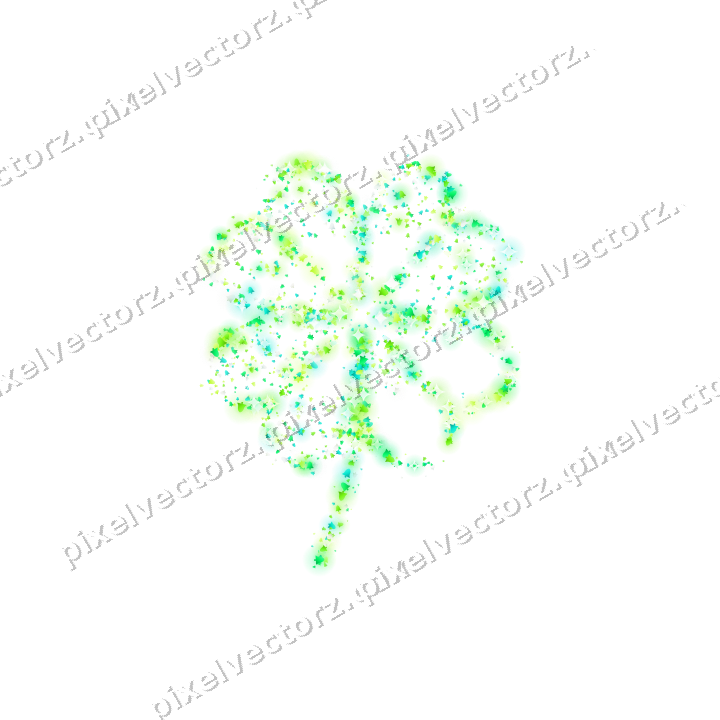 Seamless glitter clover leaf of bells on a transparent background