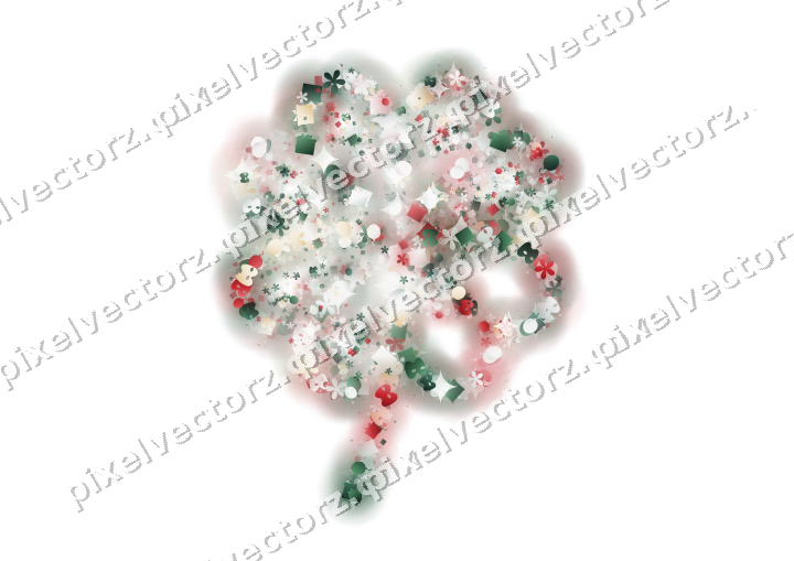 Seamless glitter clover leaf in dark green on a transparent background