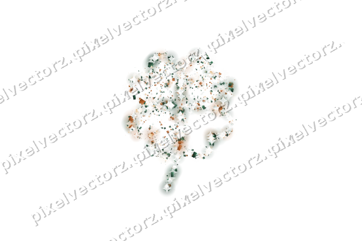 Seamless glitter four leaf clover on a transparent background
