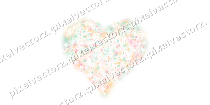 Seamless glitter heart of baubles and eggs on a transparent background