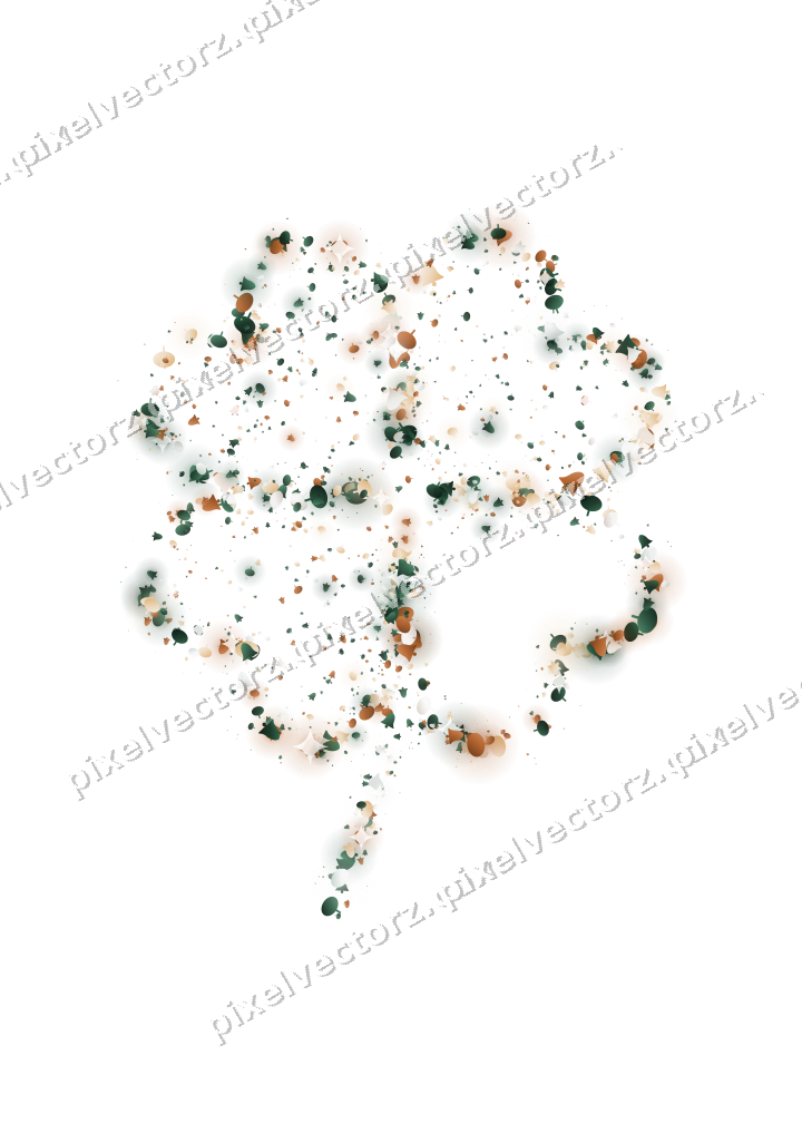 Seamless glitter four leaf clover on a transparent background