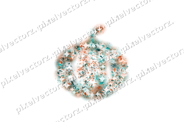 Seamless glitter pumpkin in orange on a transparent background