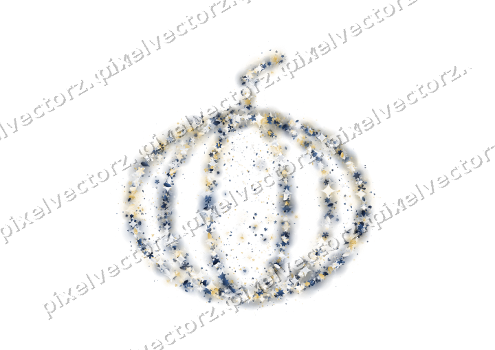 Seamless glitter pumpkin in dark blue on a transparent background