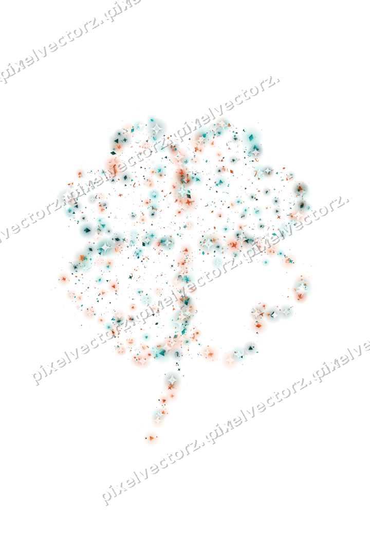 Seamless glitter four leaf clover on a transparent background