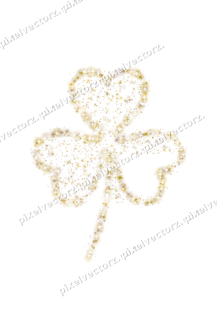 Seamless glitter shamrock of flowers on a transparent background