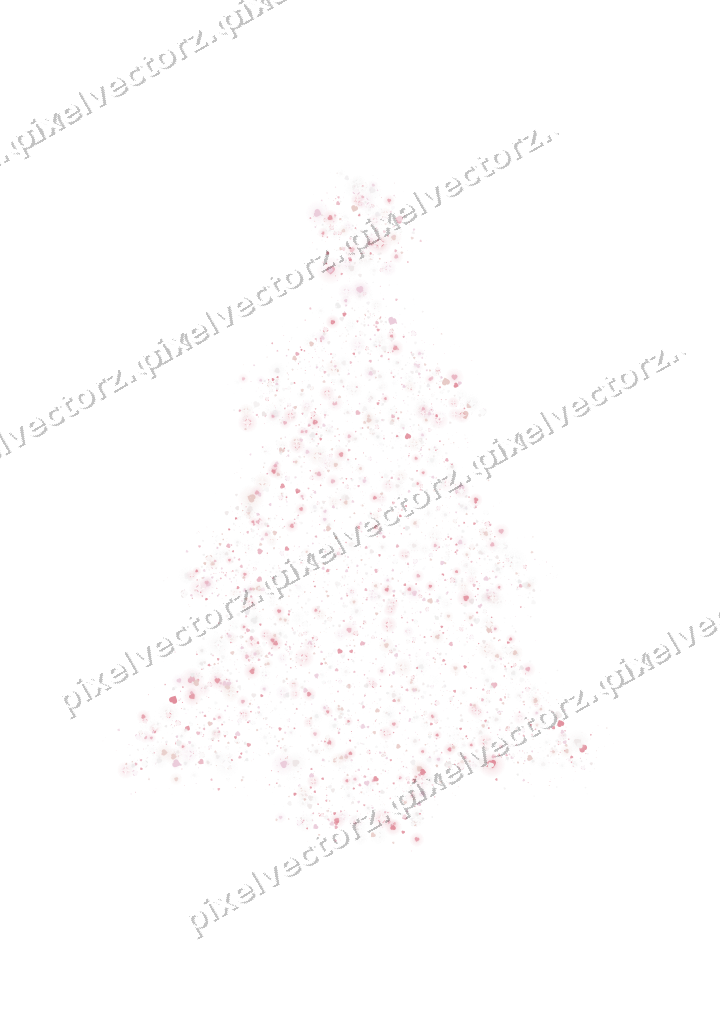 Seamless glitter christmas tree of hearts on a transparent background