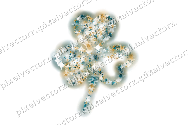 Seamless glitter shamrock in amber on a transparent background