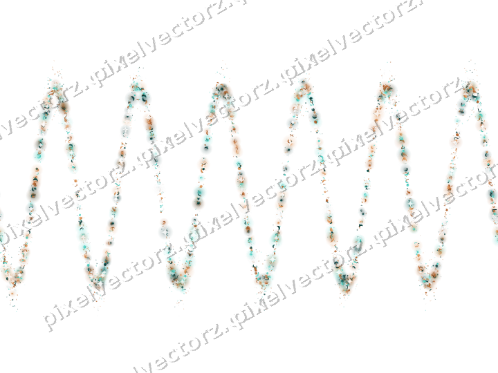 Seamless glitter wave in orange and teal on a transparent background