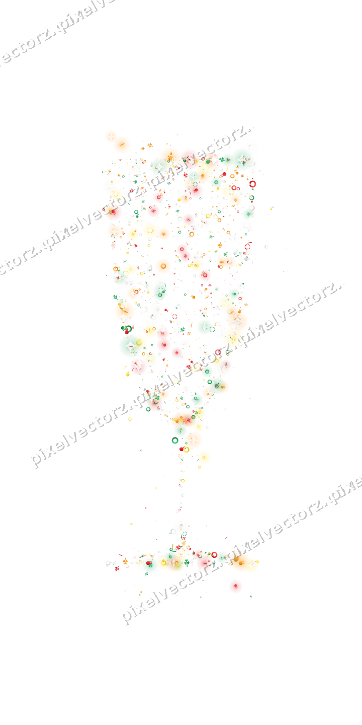 Seamless glitter champagne flute in red on a transparent background
