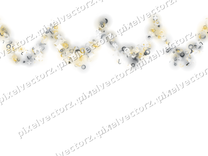 Seamless glitter garland in amber and grey on a transparent background