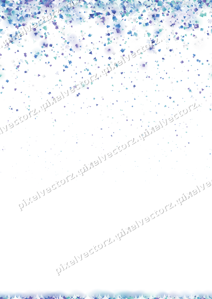 Seamless falling glitter in blue and cyan on a transparent background