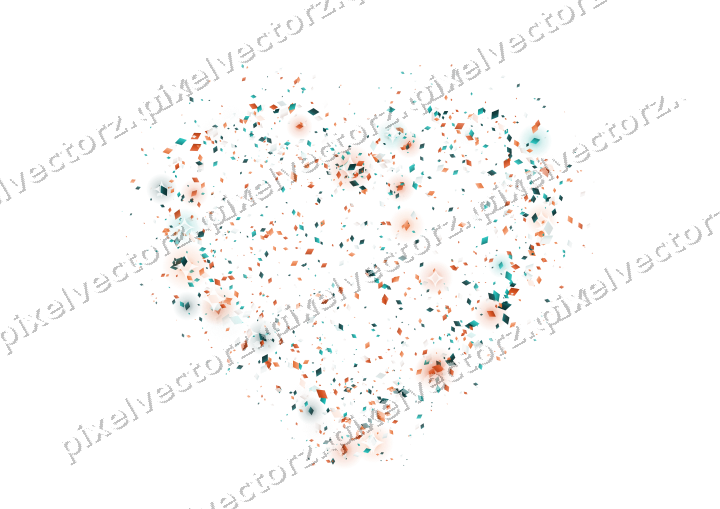 Seamless glitter heart of diamonds on a transparent background