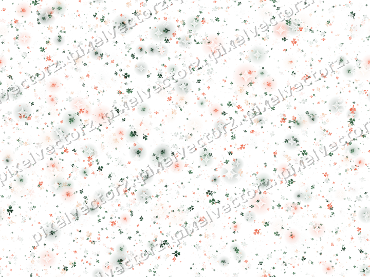 Seamless glitter scatter of shamrocks on a transparent background